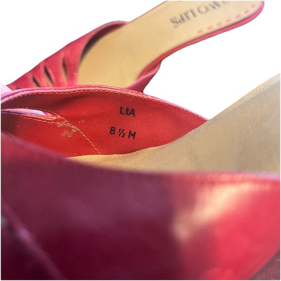 Vintage Two Lips Red Leather Slipon Kitten Heels Women's Size 8.5 READ - Picture 3 of 6